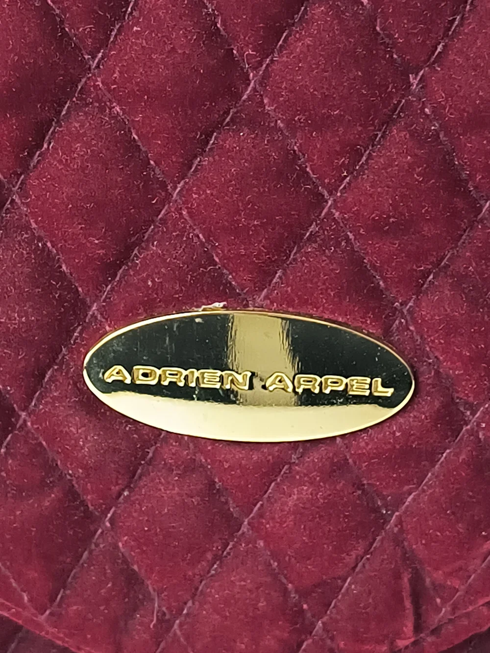 Adrien Arpel Quilted Velvet Cosmetic Bag in Burgundy